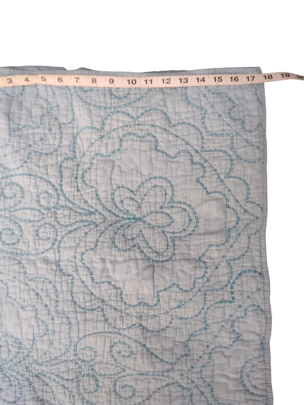 Vintage French Antik Batik Quilted Pillow Shams Pair Blue Cotton Standard Boho